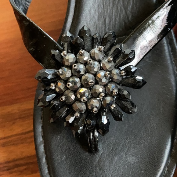 Coach platform sandal flip flops size 9 black with jewels - Picture 4 of 5